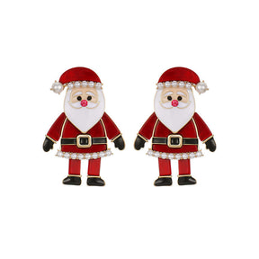 Santa Claus Earrings Moving Christmas Studs for Womens