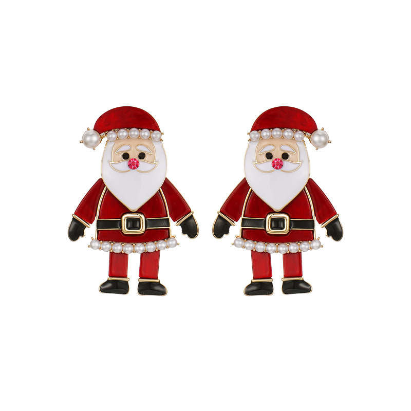 Santa Claus Earrings Moving Christmas Studs for Womens