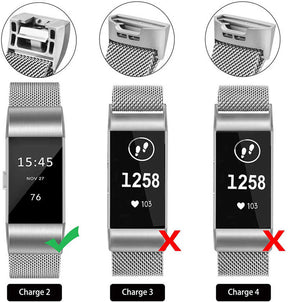 Stainless Steel Magnetic Strap For Fitbit Charge 2 Replacement Bracelets Milanese-Silver