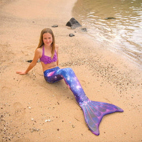 Kids Atlantis Mermaid Tails For Swimming Swimsuit With Flippers-Starry Sky