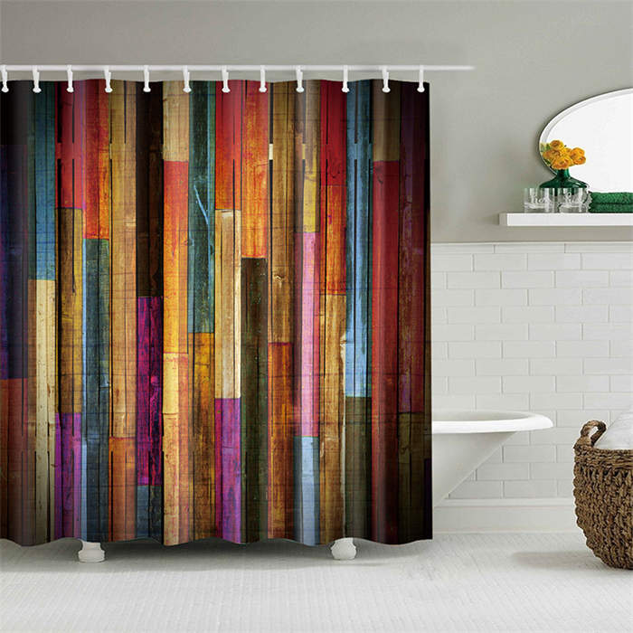 Vintage Wooden Printed Shower Curtains Bathroom Decor Accessory-9