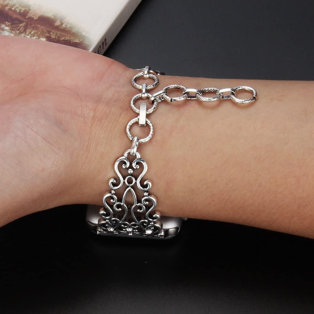 Retro Hollow Metal Watch Band For Apple Watch SE/6/5/4/3/2/1(Silver1)