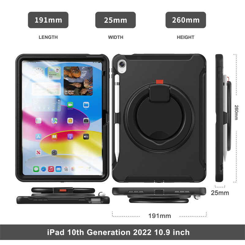 Tablet Case For iPad 10th Full Body Protection with 360¡ã Stand Portable-Black
