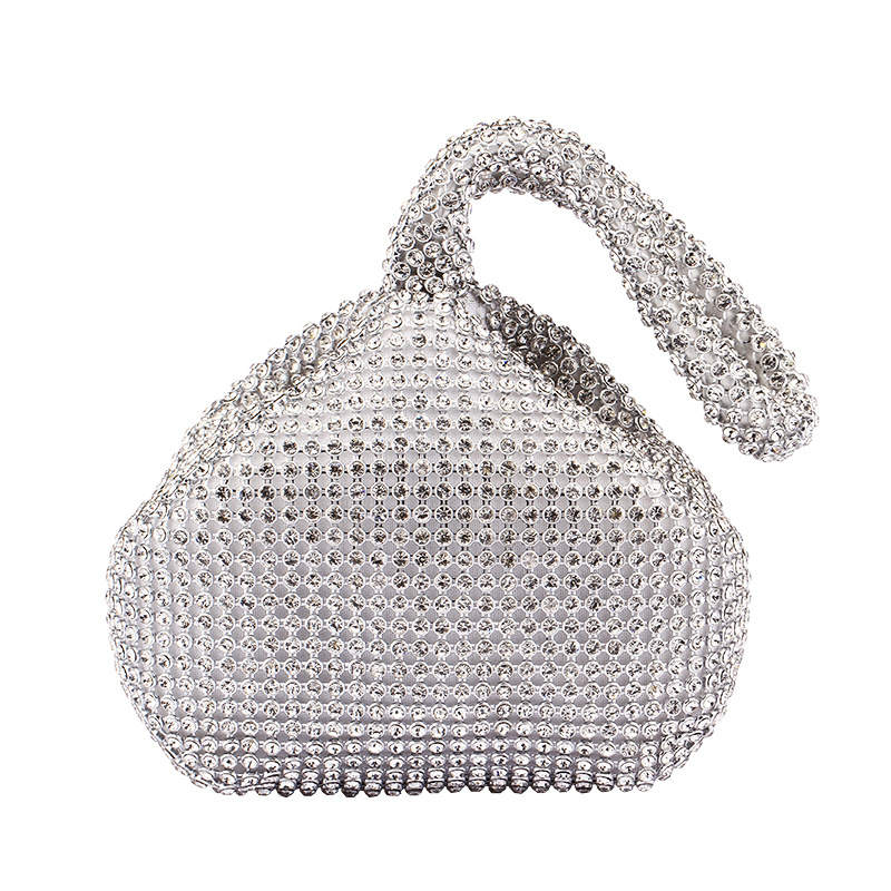 Womens Triangle Bling Glitter Purse Party Prom Clutch-Silver