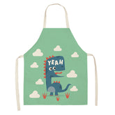 Cartoon Dinosaur Linen Apron For Cooking Baking Crafting-A1