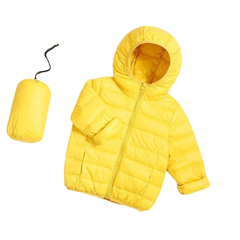 Baby Boys Girls Hooded Winter Lightweight Down Jacket Packable Down Coat-Yellow