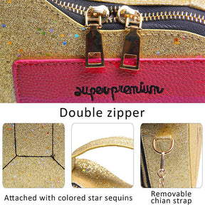 Women Fashion Sequin Crossbody Bag Fun Gasoline Handbag-Gold