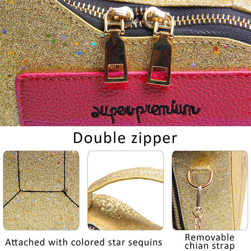 Women Fashion Sequin Crossbody Bag Fun Gasoline Handbag-Gold