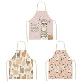 3 Pcs Kids Alpaca Printed Linen Apron Bib for Cooking Painting-5