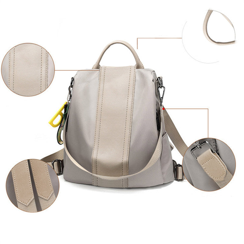 Women Backpack Waterproof Anti-theft Lightweight Shoulder Bag-Khaki