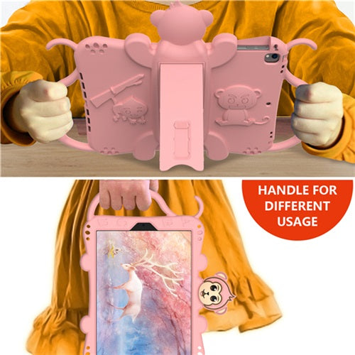 Monkey iPad Case Cartoon Kids Safe Anti-fall Protective Cover For Samsung Galaxy Tab A 8.4inch£¨2020£©T307-Rose Gold