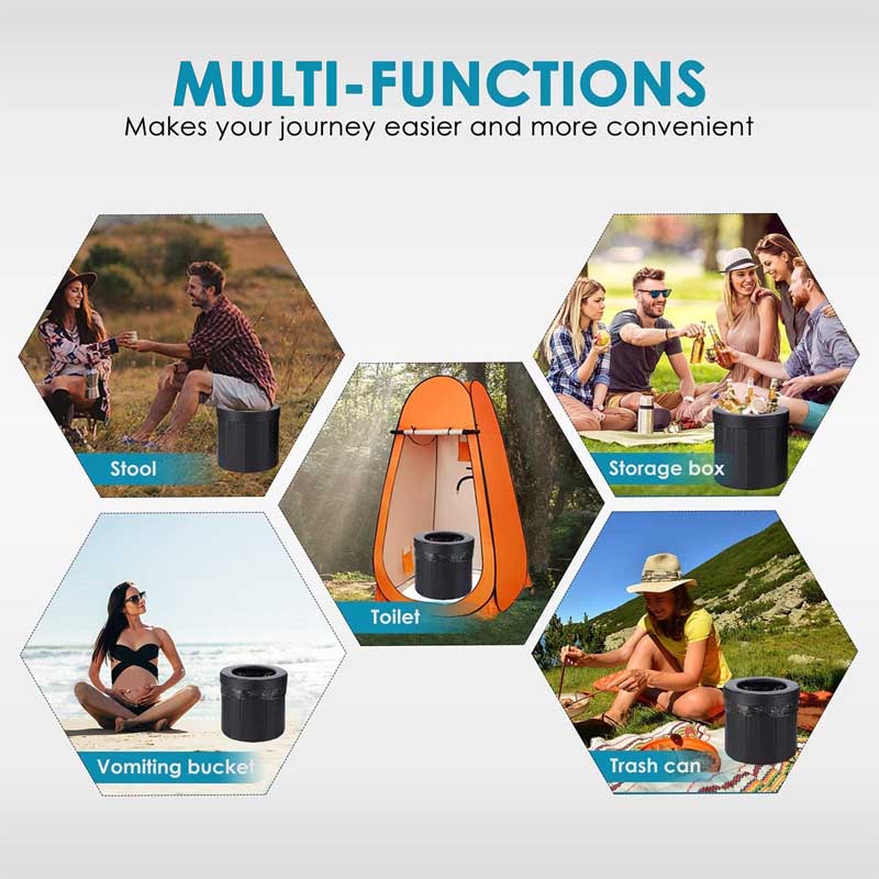 Portable Foldable Toilet for Car Camping Travel -Black