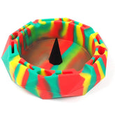 Geometric Silicone Ashtray Eco-Friendly Portable Unbreakable Tabletop Tray for Cigarettes Cigar -Green+Red+Yellow