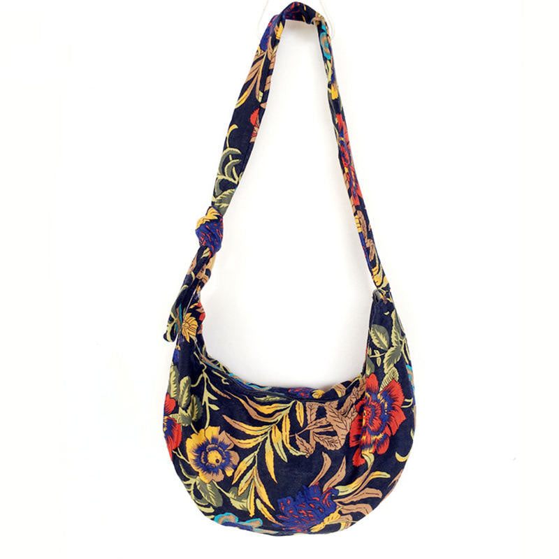 Womens Sling Crossbody Bag Ethnic Print Shoulder Bag with Adjustable Strap-V