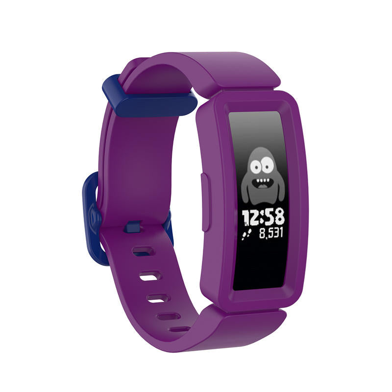 Silicone Watch Band For Fitbit Inspire/Inspire HR/ACE 2-Grape Purple+Navy Blue Buckle