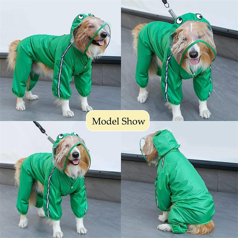 Pet Dog Raincoat Hooded Frog Pet Rain Wear Waterproof Light Suit