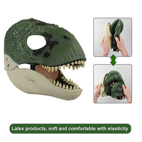 Movable Jaws Dinosaur Mask Kids Costume Party Gifts-Green