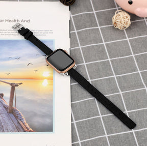 Slim Canvas Watch Band With Positioning Beads For Apple Watch SE/6/5/4/3/2/1(Black)
