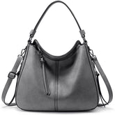 Handbags for Women Large Designer Ladies Hobo bag Bucket Purse Faux Leather-Grey