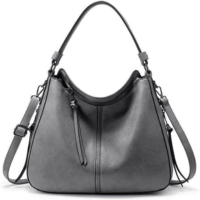 Handbags for Women Large Designer Ladies Hobo bag Bucket Purse Faux Leather-Grey
