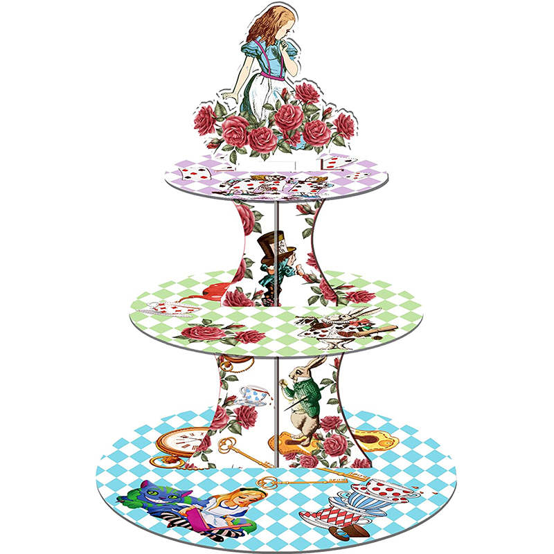 Tea Party Cupcake Stand 3 Tier Cake Holder for Kids Birthday Party Decorations