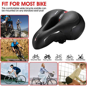 Comfortable Bike Seat Cushion with Dual Shock Absorbing Ball Reflective Strip-BlackBlue