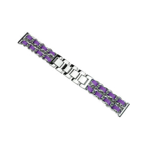 Metal Leather Loop Watch Band For Samsung S3/Galaxy Watch 46mm(Silver Purple)