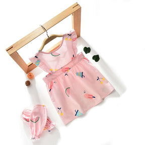 Baby Girl Waterproof Dress Bibs With 2 sleeves Covers-Pink Watermelon