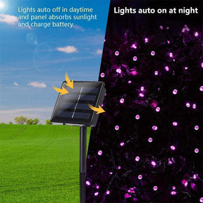 2Pcs Solar Christmas Lights 39ft 100 LED 8 Modes Solar String Lights Waterproof-Purple