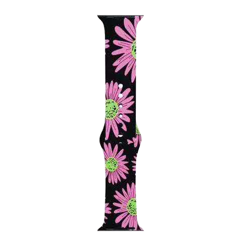 Color Printing Silicone Watch Band For Apple Watch SE/6/5/4/3/2/1(Chrysanthemum)