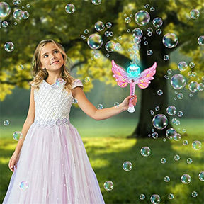 Light Up Magic Bubble Blower Wand with LED and Sound Effect Party Favor for Kids-Pink