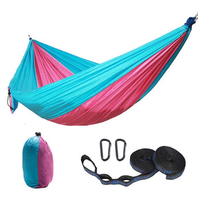 Camping Portable Hammocks with 2 Tree Straps for Travel Beach Backyard-SkyBlue/Pink