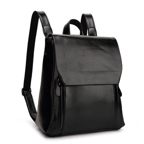 Womens Backpack PU Leather Fashion all Match Travel Bags-Black