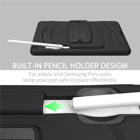 Shock Wave Kickstand Case Anti-Fall Protection With Pencil Holder For Samsung Tab S6 10.5inch T860/T865/T867(2019)-Black