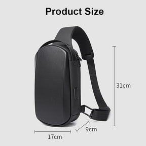 Outdoor Crossbody Sling Bags with USB Port  for Womens Mens-Black