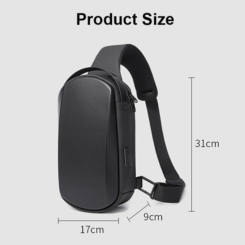 Outdoor Crossbody Sling Bags with USB Port  for Womens Mens-Black