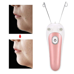 Electric Women Facial Hair Remover Beauty Facial Cotton Threading Hair Shaver-Pink