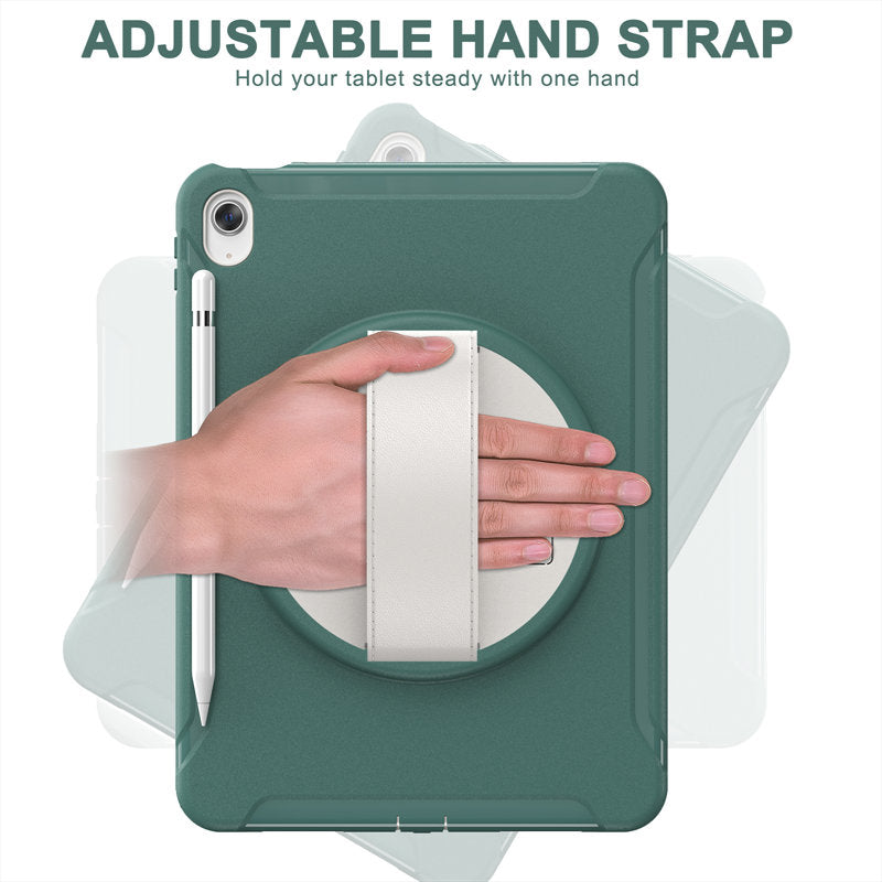 Tablet Case For iPad 10th with 360¡ã Kickstand/Hand Strap Shockproof-JadeGreen