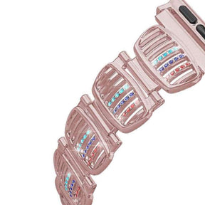 BM White Diamond + Color Diamond Apple Watch Band Stainless Steel Wristbands for Apple IWatch Series 1/2/3/4/5/6/SE For Women-Rose Pink