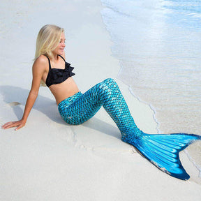 Kids Atlantis Mermaid Tails For Swimming Swimsuit With Flippers-Sapphire Blue