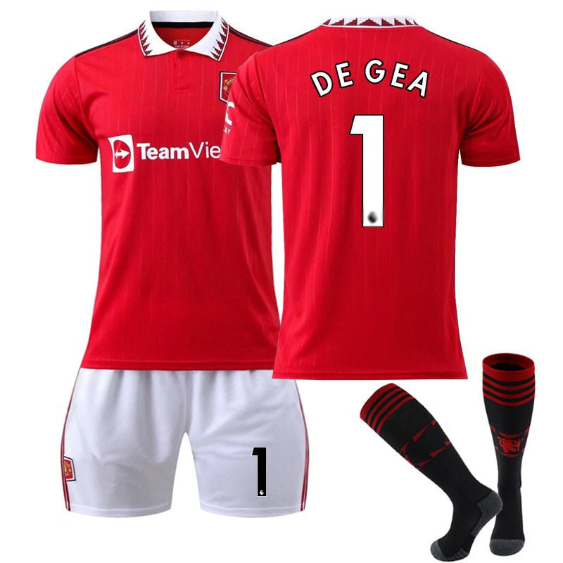 DE GEA #1 Manchester United F.C Home Jersey 2022/23 Soccer Jersey Set For Adult Kids