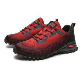 Mens Fashion Sneaker Breathable Trail Running Shoes-BlackRed