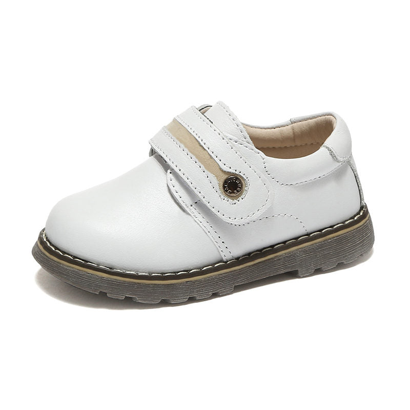 Toddler Boys Leather Loafers British Style Comfort Oxford Dress Shoes-White