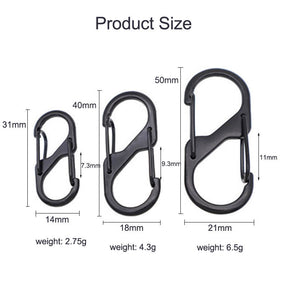 20 Pcs Small Carabiner Keychain Clip Dual Spring Snap Hooks-Black