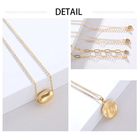 Gold Multilayer Coin Pendant Clavicle Chain Clothing Accessories