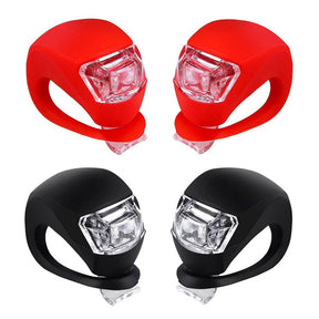 LED Bicycle Silicone Tail Light Kit Waterproof Mountain Bike Headlight 4 Pack Black Red