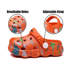 Kids Cute Cartoon Hole Shoes Little Dinosaur Beach Pool Slippers Boys and Girls-Orange