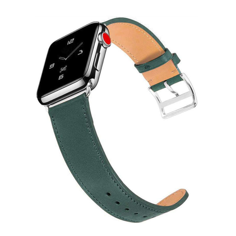 Genuine Leather Replacement Watch Band For iWatch Series SE/6/5/4/3/2/1-DarkGreen