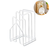 Cutting Board Holder Draining Multi-functional Pot Lid Organizer-White