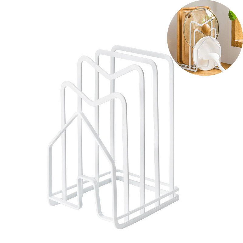 Cutting Board Holder Draining Multi-functional Pot Lid Organizer-White
